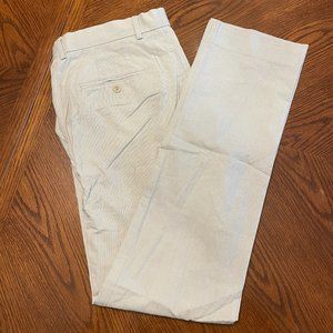 Bensol Lightweight Cotton Dress Pants, Men 32x34, White/grey pinstripe